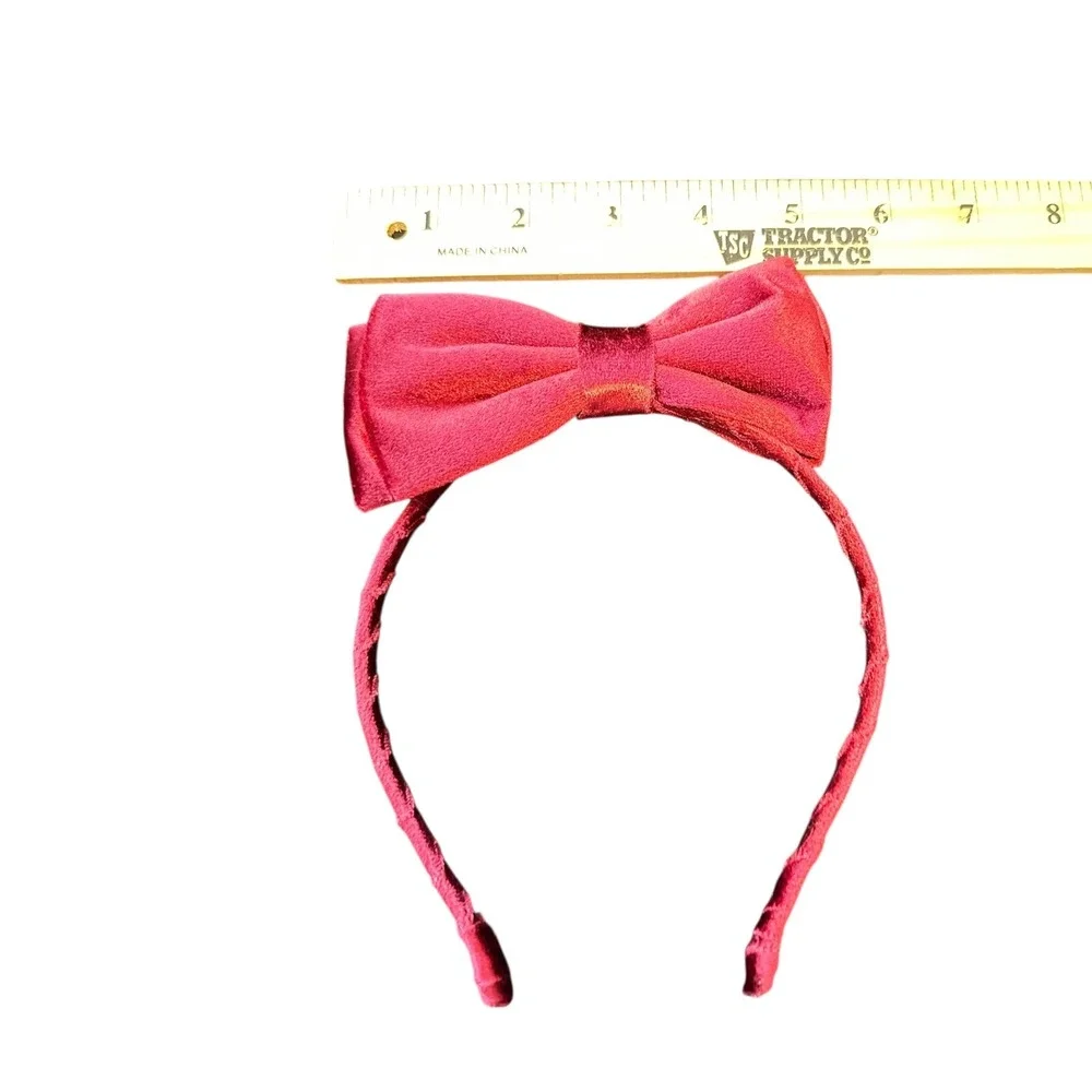 Handmade Red Velvet Bow Headband Holiday Hair Accessory Festive Classic Style‎
